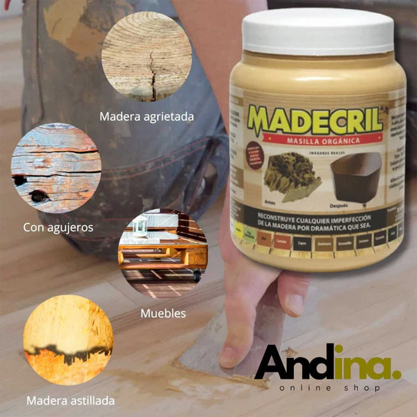 👷🏼♂️ MADECRIL MASILLA ULTRA RESISTENTE INMUNIZANTE PARA REPARACIÓN DE MADERA 🪑