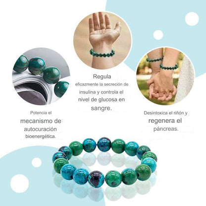 Pulsera de Piedras de Crisocola y Malaquita para controlar la diabetes y potenciar la autocuración - DiaGem