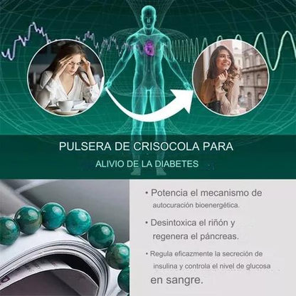 Pulsera de Piedras de Crisocola y Malaquita para controlar la diabetes y potenciar la autocuración - DiaGem